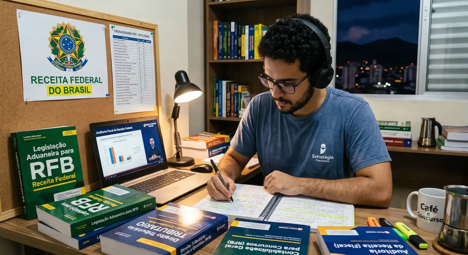 Concurseiro estudando para concurso da receita federal